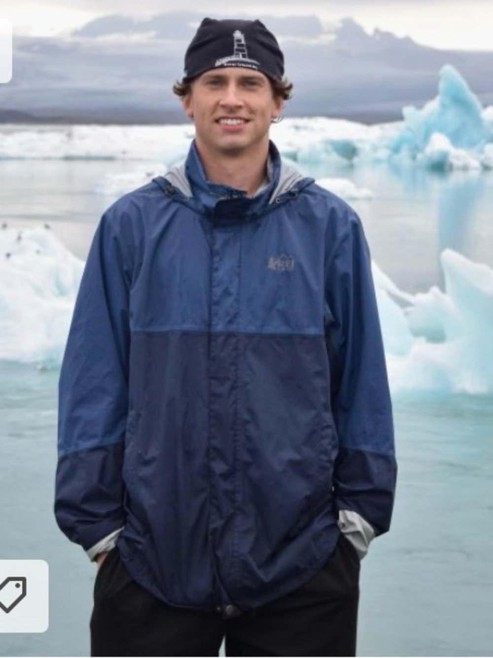 REI CoOp Full Zip Hydrowall 2.5L Rainier Rain Jacket Hood Hiking Outdoor Mens XL